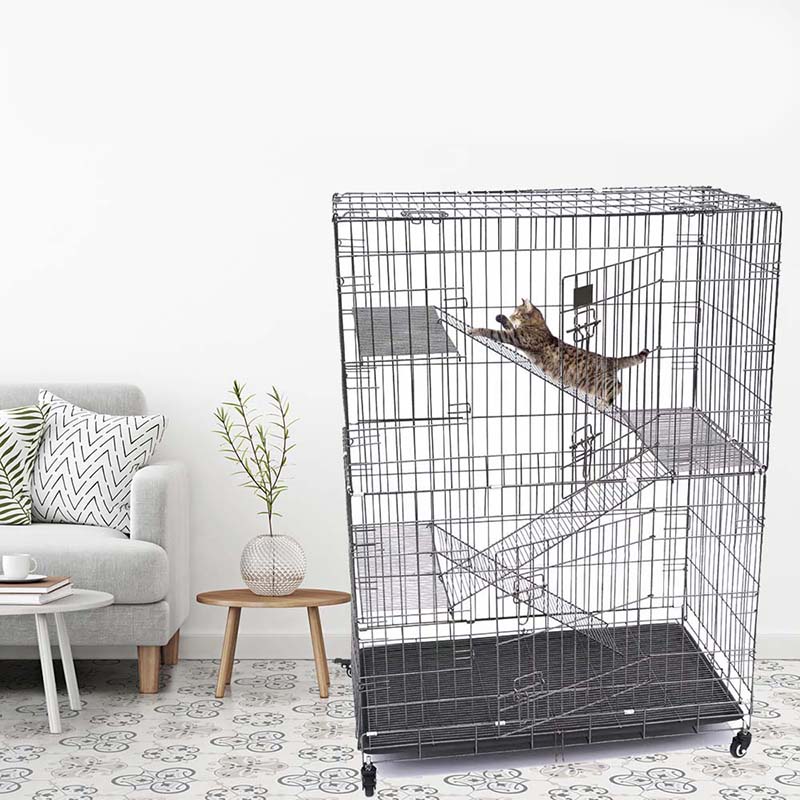 2/3/4-razina Velika unutarnja žica metalna mačja kaveza s kotačima 2/3/4-razina Velika unutarnja žica metalna mačja kaveza s kotačima