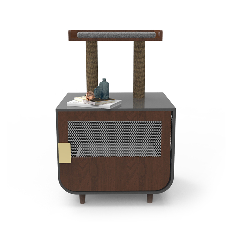 Drvena skrivena mačja kavezna kaveza s ormarom za smeće