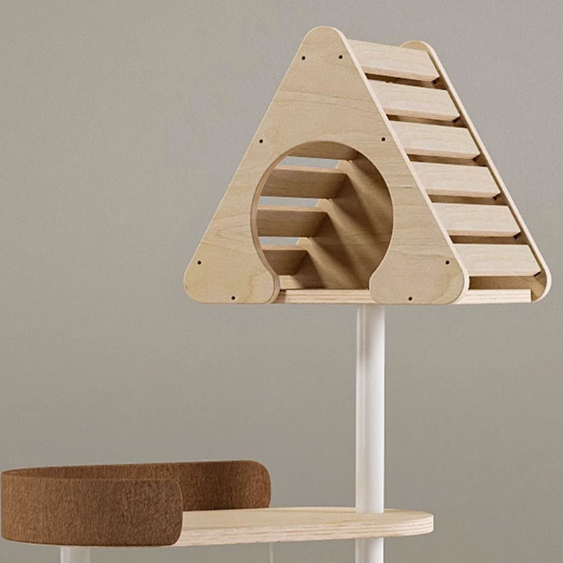 Minimalistički geometrijski slatki drveni toranj zatvoreni stan gnijezdo mačje stablo Minimalistički geometrijski slatki drveni toranj zatvoreni stan gnijezdo mačje stablo