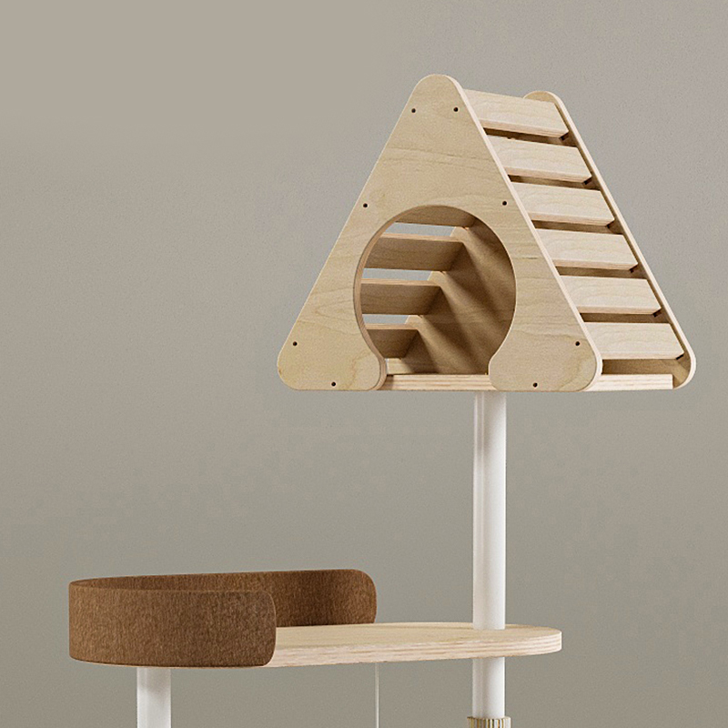 Minimalistički geometrijski slatki drveni toranj zatvoreni stan gnijezdo mačje stablo Minimalistički geometrijski slatki drveni toranj zatvoreni stan gnijezdo mačje stablo
