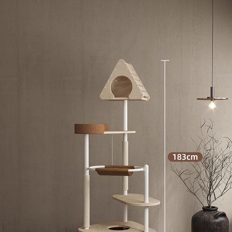 Minimalistički geometrijski slatki drveni toranj zatvoreni stan gnijezdo mačje stablo Minimalistički geometrijski slatki drveni toranj zatvoreni stan gnijezdo mačje stablo