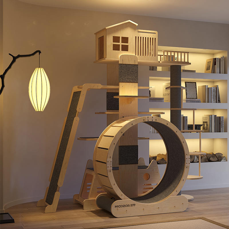 Čvrsto drveno vila na više nivoa toranja Velika mačja stabla za penjanje Čvrsto drveno vila na više nivoa toranja Velika mačja stabla za penjanje