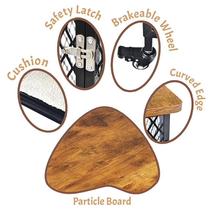 U stilu namještaja veliki drveni kavez za pse s kotačima i jastukom U stilu namještaja veliki drveni kavez za pse s kotačima i jastukom