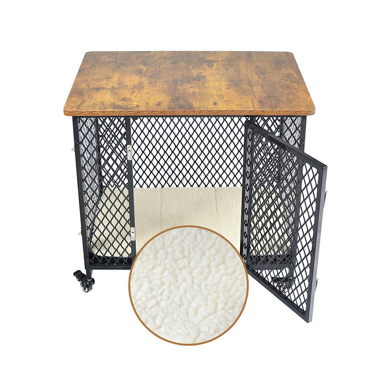 U stilu namještaja veliki drveni kavez za pse s kotačima i jastukom U stilu namještaja veliki drveni kavez za pse s kotačima i jastukom