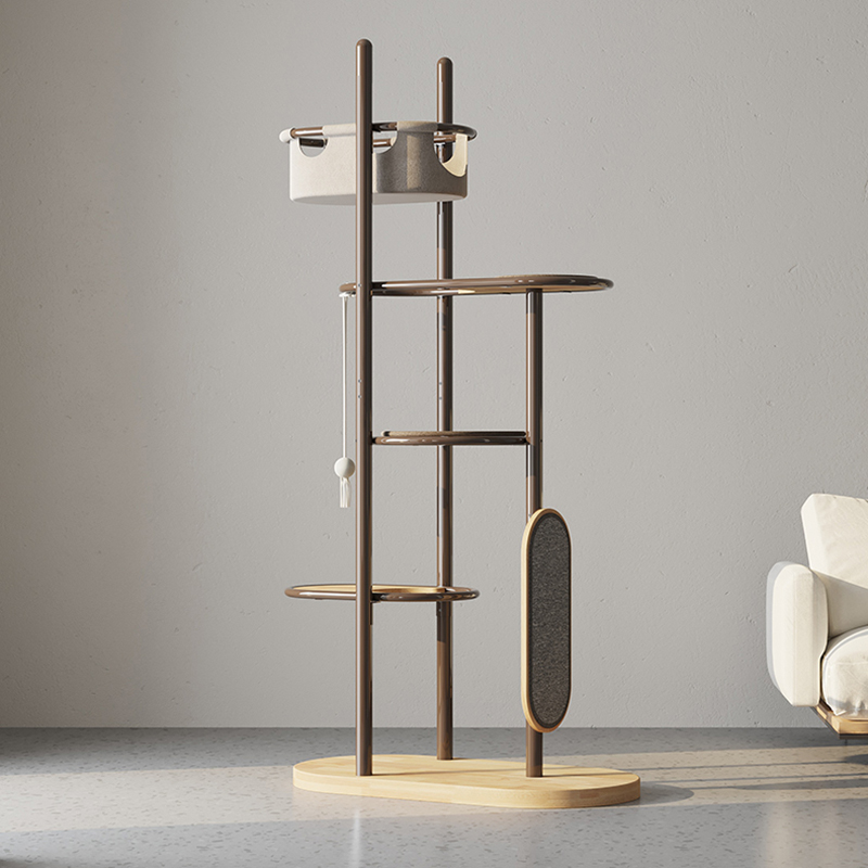 Pod do strop visoki zatvoreni gume drveta mačja stabla kula s košaricom za spavanje Pod do strop visoki zatvoreni gume drveta mačja stabla kula s košaricom za spavanje