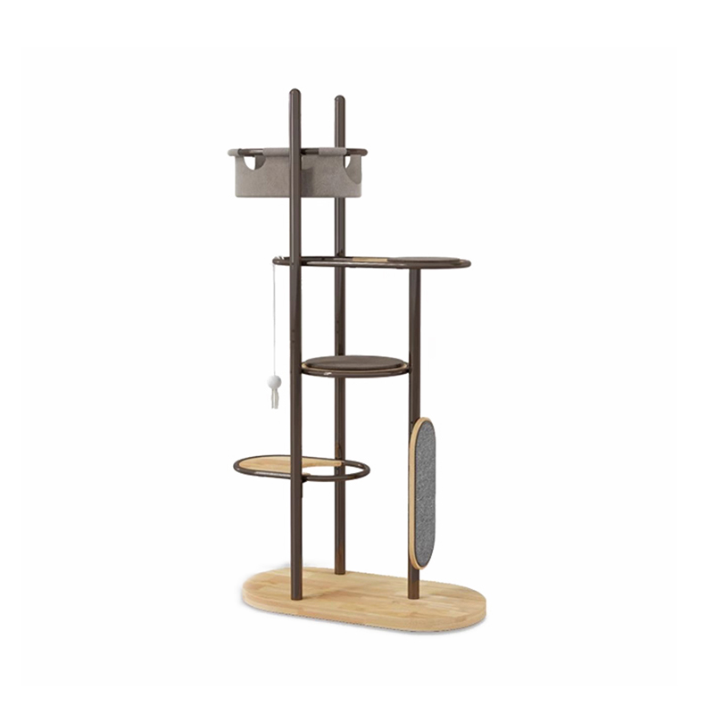 Pod do strop visoki zatvoreni gume drveta mačja stabla kula s košaricom za spavanje