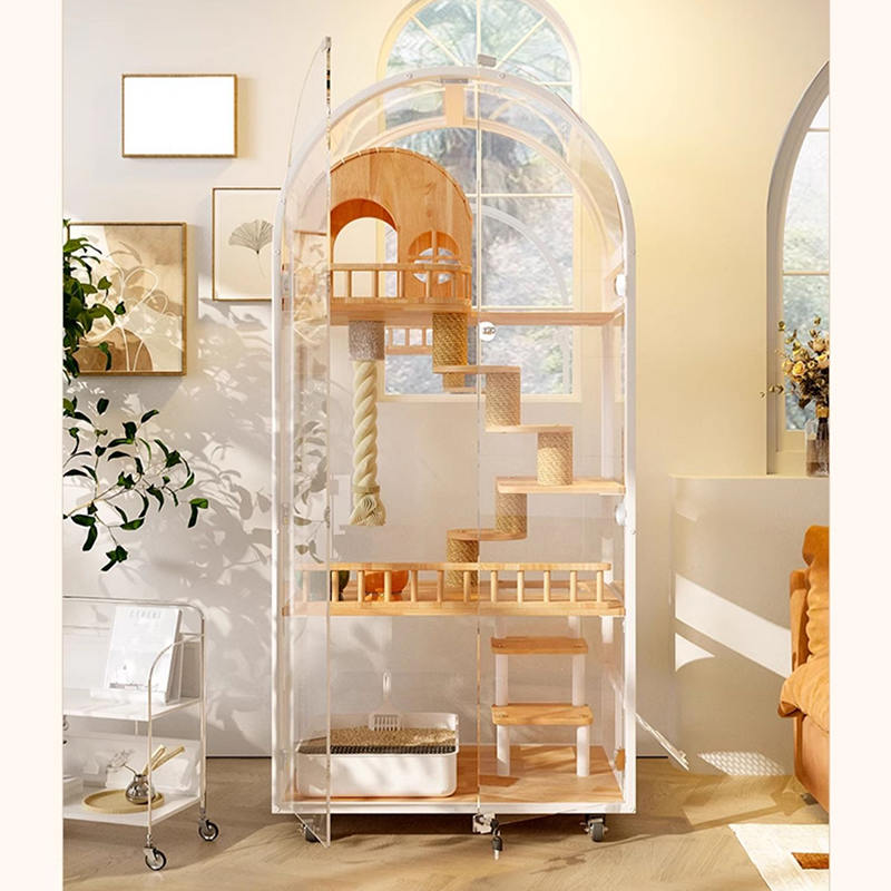 Unutarnja drvena mačja kuća Hotel Panoramska vila Čvrsta mačja kaveza ormarić Unutarnja drvena mačja kuća Hotel Panoramska vila Čvrsta mačja kaveza ormarić