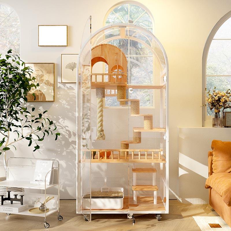 Unutarnja drvena mačja kuća Hotel Panoramska vila Čvrsta mačja kaveza ormarić Unutarnja drvena mačja kuća Hotel Panoramska vila Čvrsta mačja kaveza ormarić