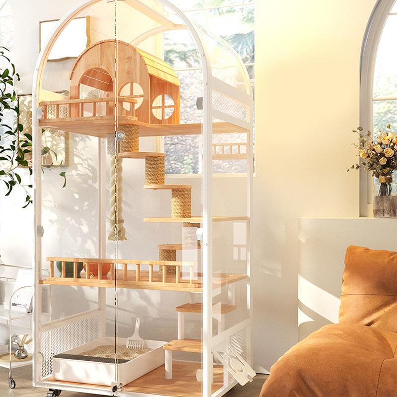 Unutarnja drvena mačja kuća Hotel Panoramska vila Čvrsta mačja kaveza ormarić Unutarnja drvena mačja kuća Hotel Panoramska vila Čvrsta mačja kaveza ormarić