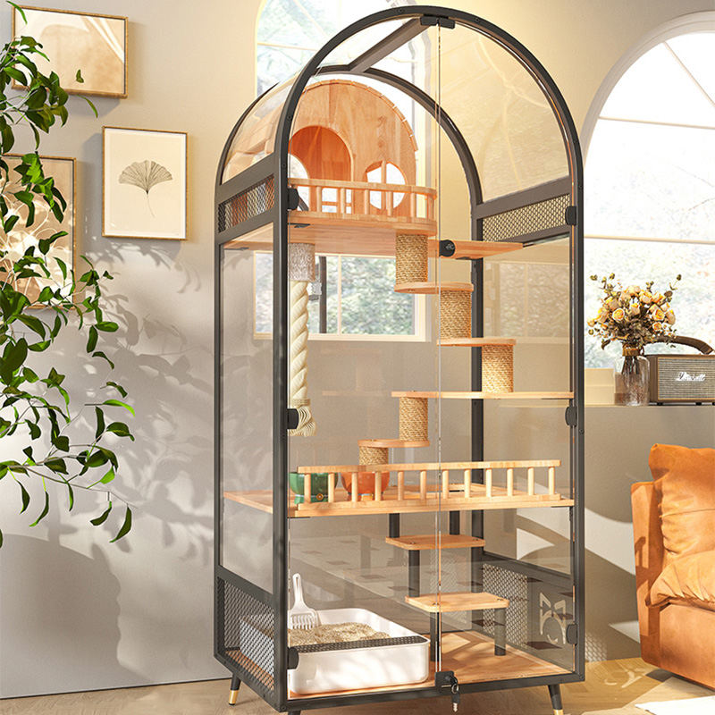 Unutarnja drvena mačja kuća Hotel Panoramska vila Čvrsta mačja kaveza ormarić Unutarnja drvena mačja kuća Hotel Panoramska vila Čvrsta mačja kaveza ormarić