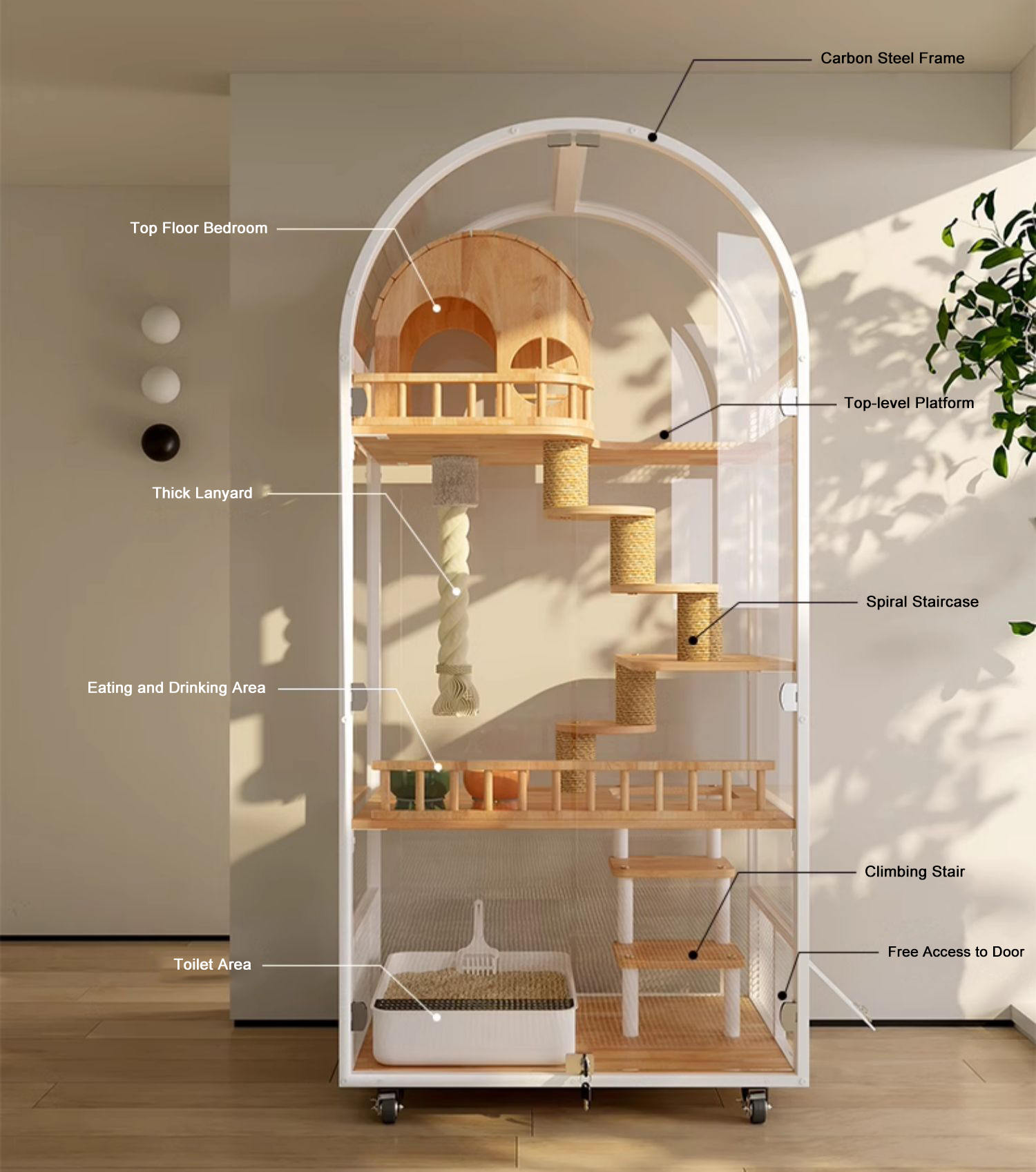 Unutarnja drvena mačja kuća Hotel Panoramska vila Čvrsta mačja kaveza ormarić Unutarnja drvena mačja kuća Hotel Panoramska vila Čvrsta mačja kaveza ormarić