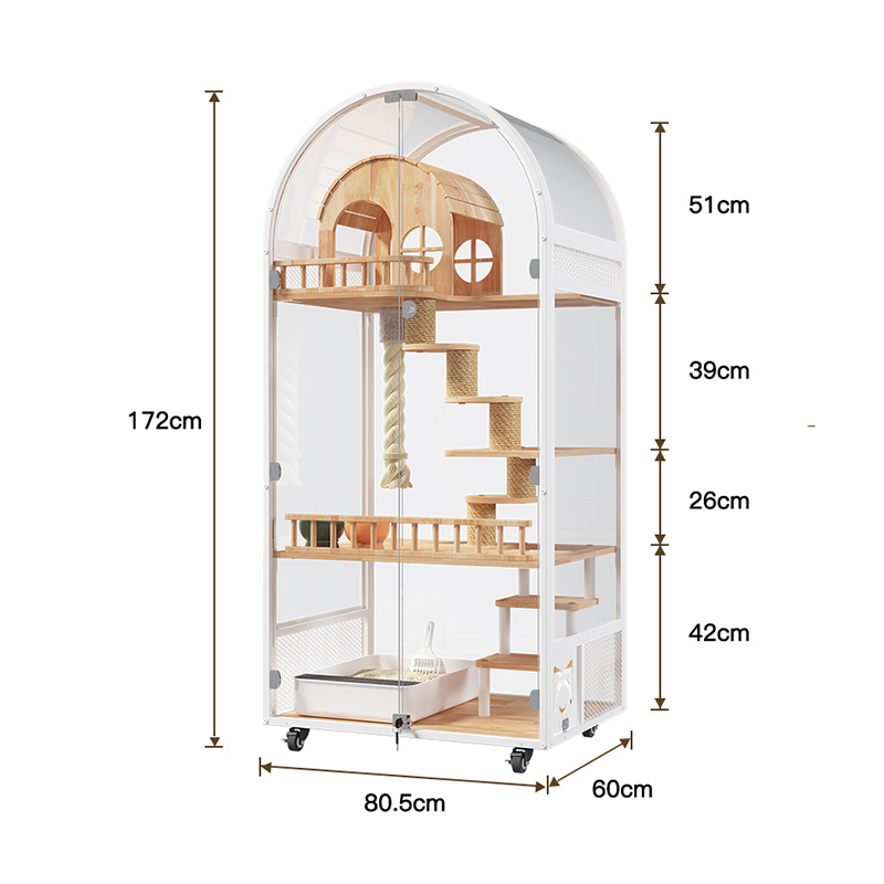 Unutarnja drvena mačja kuća Hotel Panoramska vila Čvrsta mačja kaveza ormarić Unutarnja drvena mačja kuća Hotel Panoramska vila Čvrsta mačja kaveza ormarić