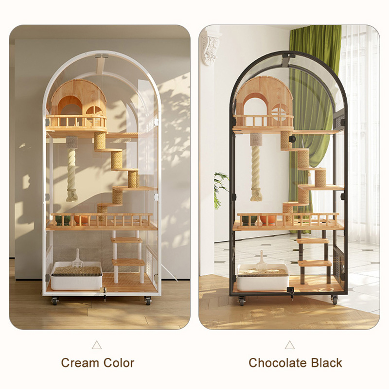 Unutarnja drvena mačja kuća Hotel Panoramska vila Čvrsta mačja kaveza ormarić Unutarnja drvena mačja kuća Hotel Panoramska vila Čvrsta mačja kaveza ormarić