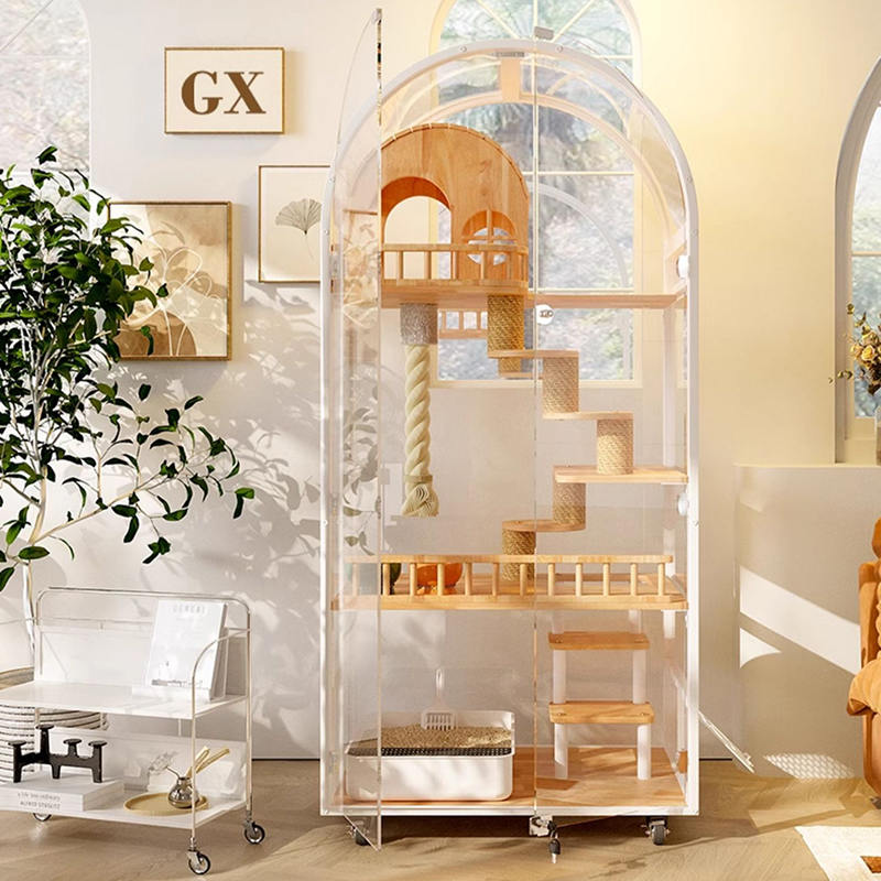 Unutarnja drvena mačja kuća Hotel Panoramska vila Čvrsta mačja kaveza ormarić Unutarnja drvena mačja kuća Hotel Panoramska vila Čvrsta mačja kaveza ormarić