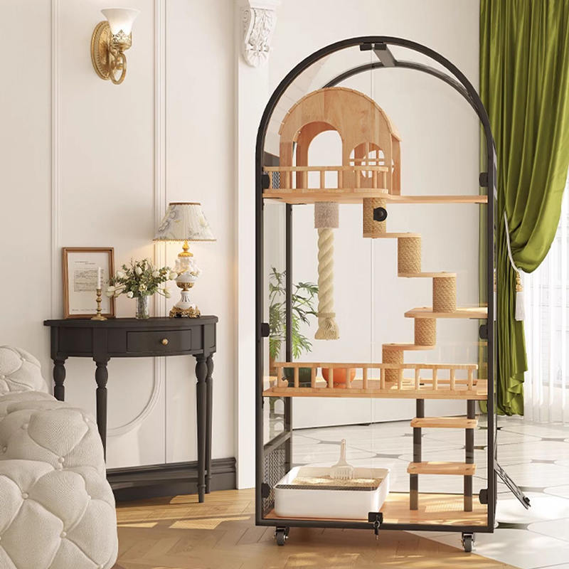 Unutarnja drvena mačja kuća Hotel Panoramska vila Čvrsta mačja kaveza ormarić Unutarnja drvena mačja kuća Hotel Panoramska vila Čvrsta mačja kaveza ormarić