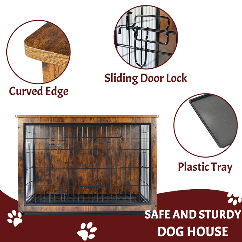 Unutarnji drveni namještaj stil metalne kavez za pse Unutarnji drveni namještaj stil metalne kavez za pse