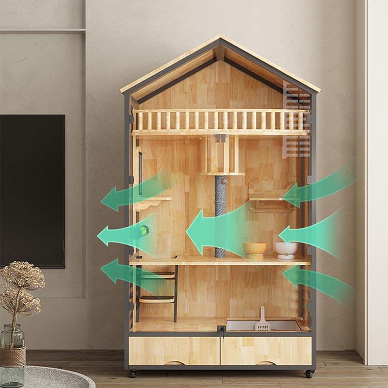 Višeslojni drveni vila kavez zatvoreni toranj mačjeg drveta Višeslojni drveni vila kavez zatvoreni toranj mačjeg drveta