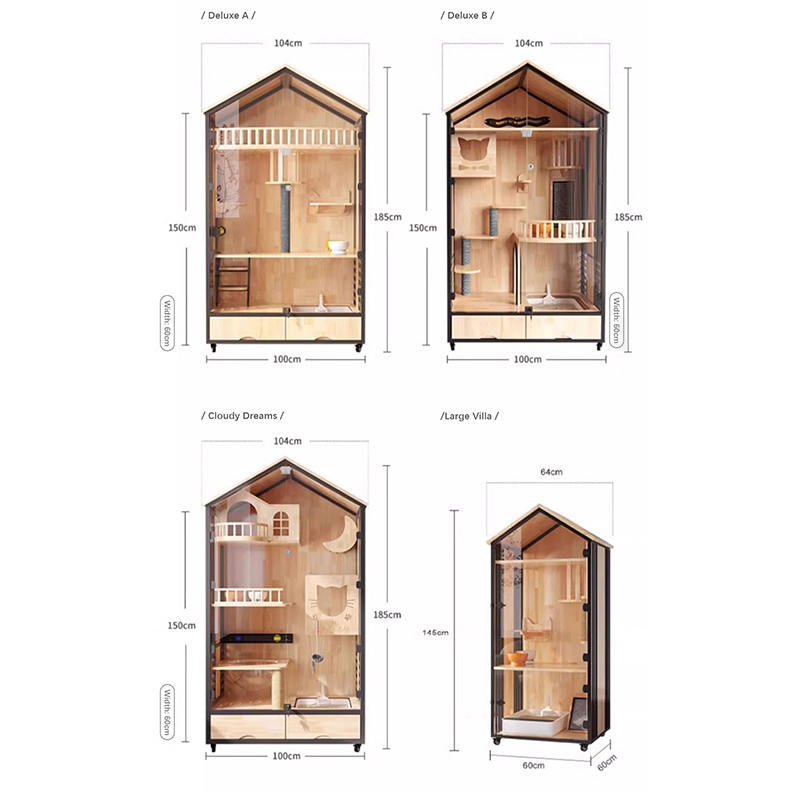 Višeslojni drveni vila kavez zatvoreni toranj mačjeg drveta Višeslojni drveni vila kavez zatvoreni toranj mačjeg drveta