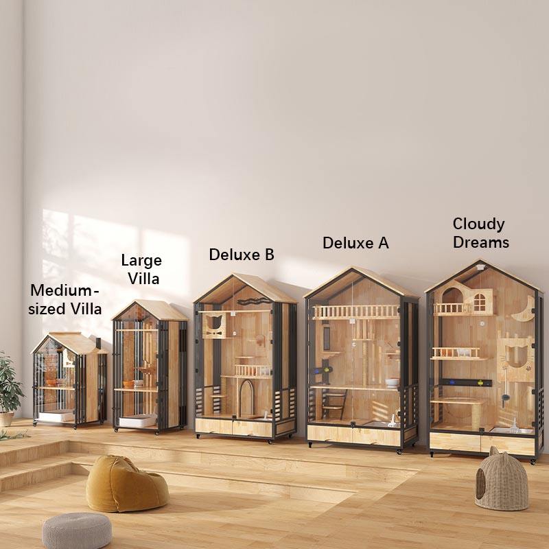 Višeslojni drveni vila kavez zatvoreni toranj mačjeg drveta Višeslojni drveni vila kavez zatvoreni toranj mačjeg drveta