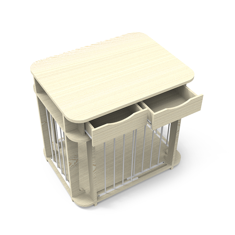 Bež moderni zatvoreni namještaj u stilu drva metal kavez za pse Bež moderni zatvoreni namještaj u stilu drva metal kavez za pse