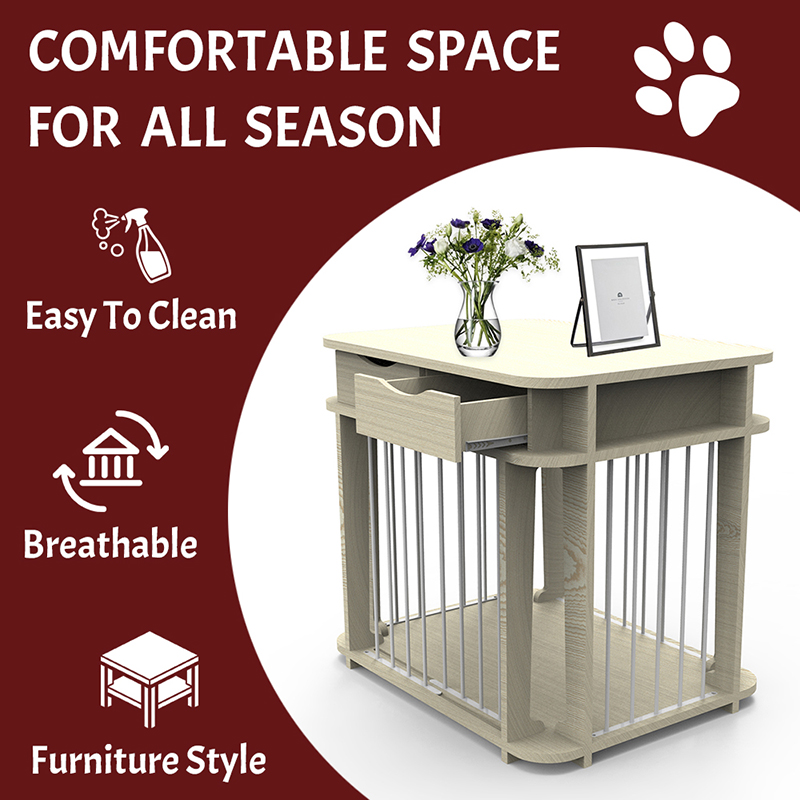 Bež moderni zatvoreni namještaj u stilu drva metal kavez za pse Bež moderni zatvoreni namještaj u stilu drva metal kavez za pse