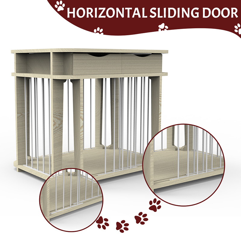 Bež moderni zatvoreni namještaj u stilu drva metal kavez za pse Bež moderni zatvoreni namještaj u stilu drva metal kavez za pse