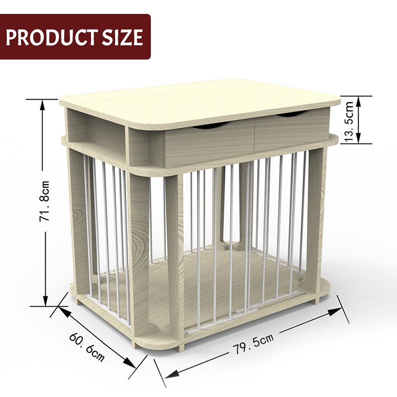 Bež moderni zatvoreni namještaj u stilu drva metal kavez za pse Bež moderni zatvoreni namještaj u stilu drva metal kavez za pse