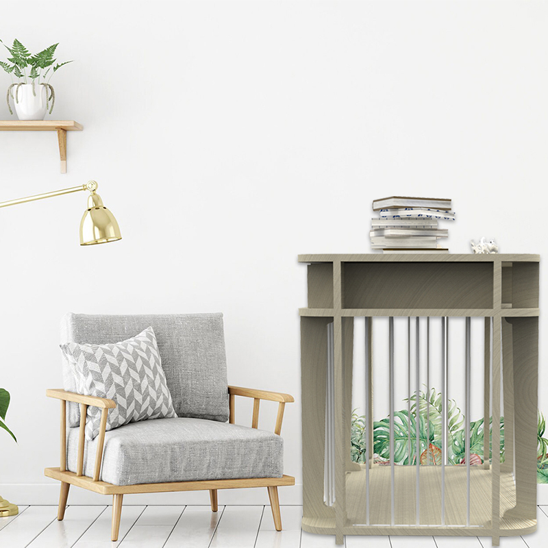 Bež moderni zatvoreni namještaj u stilu drva metal kavez za pse Bež moderni zatvoreni namještaj u stilu drva metal kavez za pse