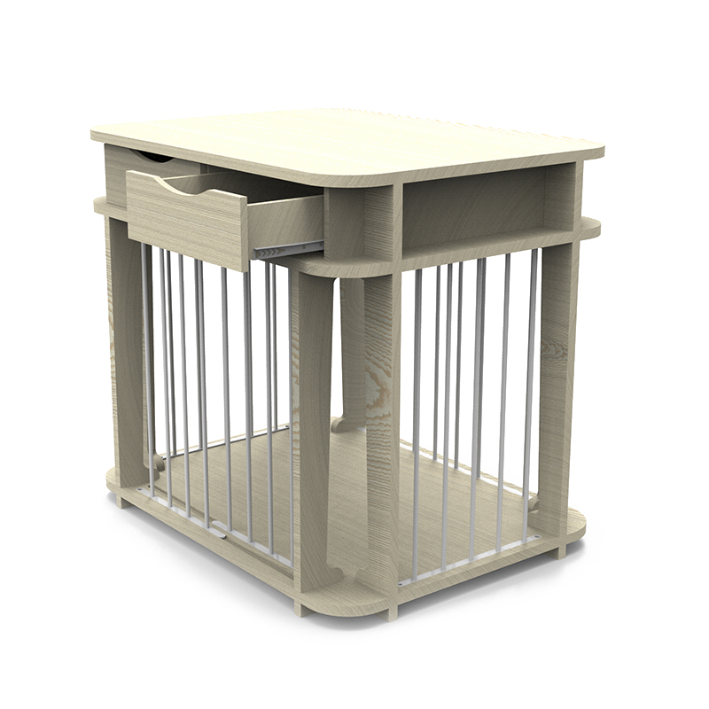 Bež moderni zatvoreni namještaj u stilu drva metal kavez za pse Bež moderni zatvoreni namještaj u stilu drva metal kavez za pse