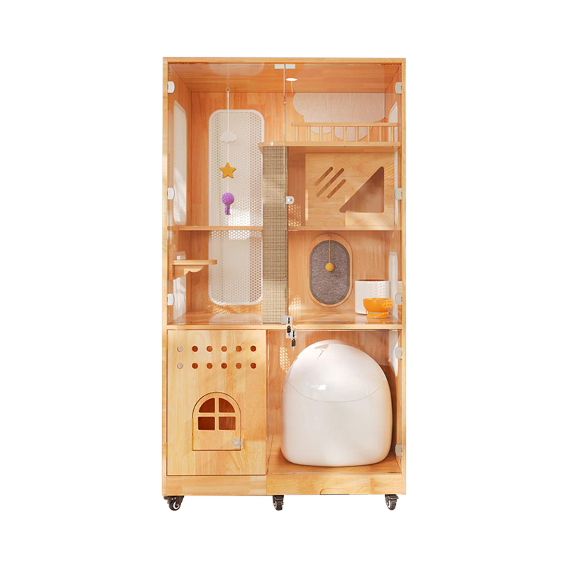 Panoramska zatvorena vila kavez od mačjeg kućišta mačjeg drveta