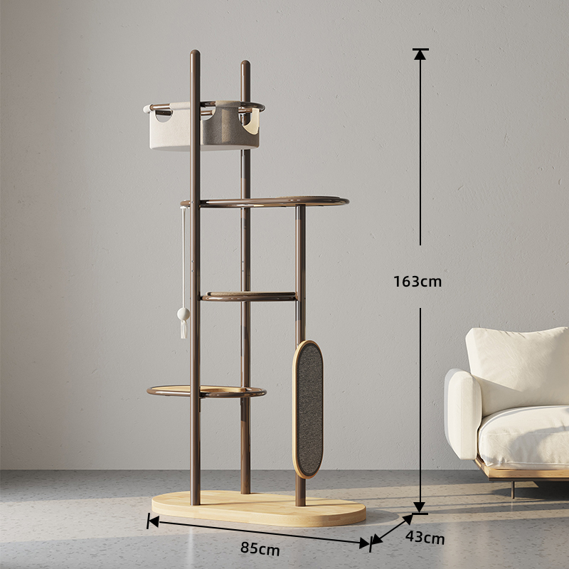 Pod do strop visoki zatvoreni gume drveta mačja stabla kula s košaricom za spavanje Pod do strop visoki zatvoreni gume drveta mačja stabla kula s košaricom za spavanje